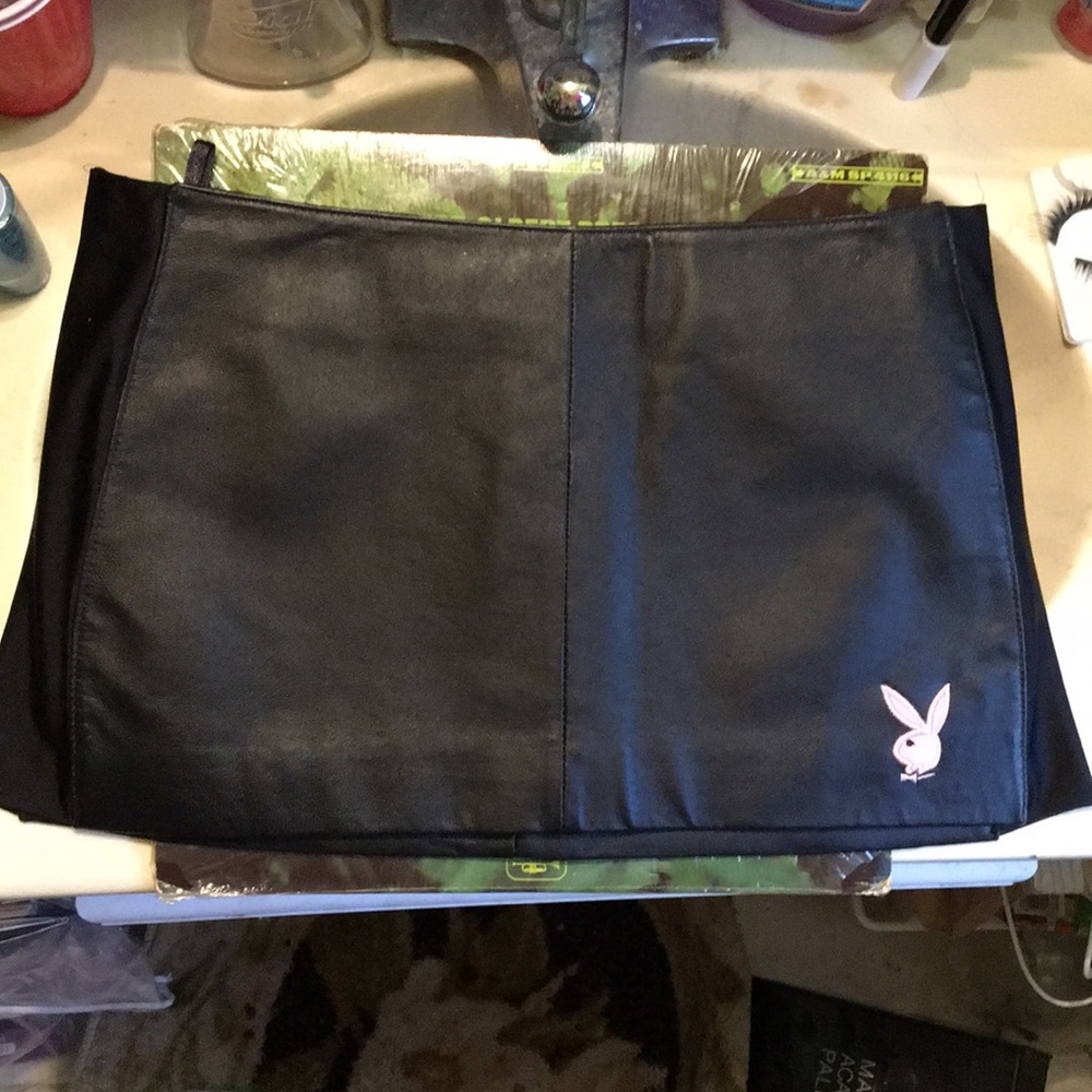 Mini black leather Playboy Skirt